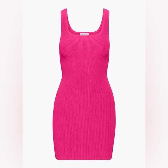 Watermelon sugar! Aritzia Sculpt Knit Gloss Green Tank + Eros Pink Dress NWT - Picture 2 of 7